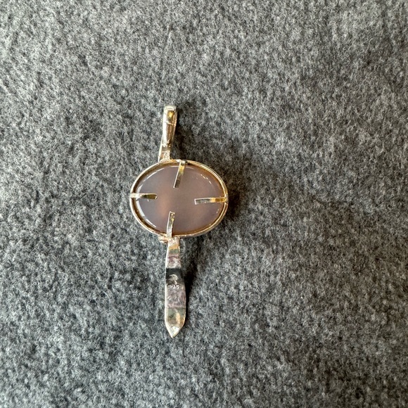 Sterling silver and rose quartz necklace handmade rose quartz pendant - Picture 2 of 3